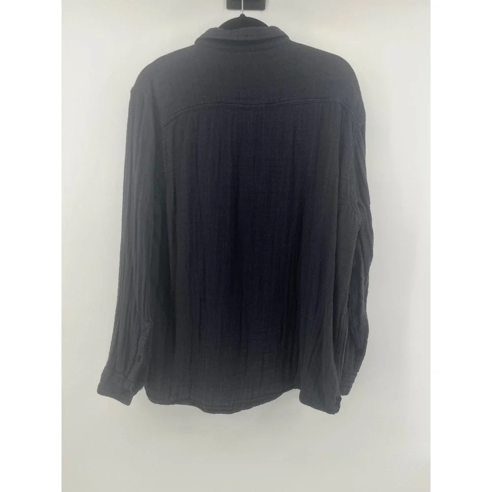 Carbon 2 Cobalt Mens Large Charcoal Grey Cotton Gauze Long Sleeve Button Shirt - Picture 3 of 6